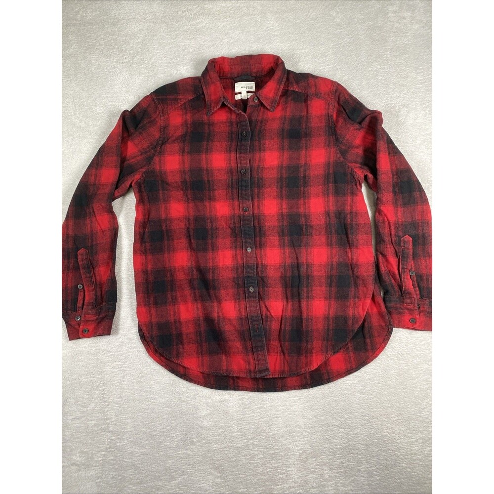 Aritzia Wilfred Free Plaid Flannel Button Up Shirt Women's Medium Red Buffalo